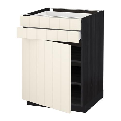 МЕТОД / МАКСИМЕРА Напольный шкаф с дверцей/2 ящиками - под дерево черный, Хитарп белый с оттенком, 60x60 см