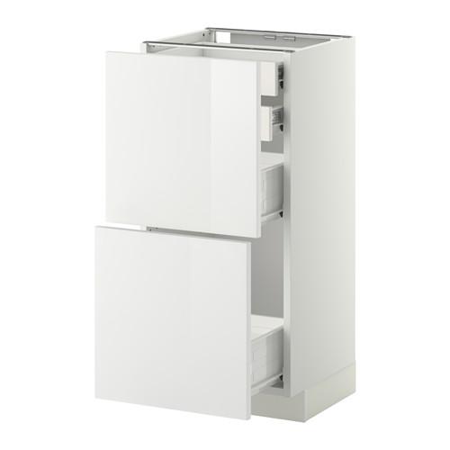 МЕТОД / ФОРВАРА Нплн шк 2фрнт/2низк/2 выс/2срдн ящ - белый, Рингульт глянцевый белый, 40x37 см