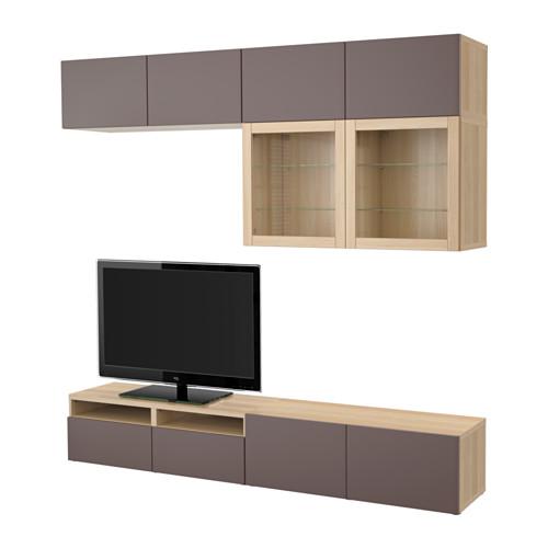 БЕСТО Шкаф для ТВ, комбин/стеклян дверцы - под беленый дуб/Вальвикен темно-коричневый, прозрачное стекло, направляющие ящика,нажимные БЕСТО Шкаф для ТВ, комбин/стеклян дверцы - под беленый дуб/Вальвикен темно-коричневый, прозрачное стекло, направляющие ящика,нажимные