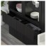 БЕСТО Комбинация д/хранения+стекл дверц - Лаппвикен/Синдвик черно-коричневый прозрачное стекло, направляющие ящика, плавно закр