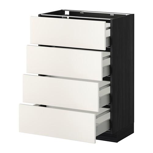 МЕТОД / МАКСИМЕРА Напольн шкаф 4 фронт панели/4 ящика - под дерево черный, Веддинге белый, 60x37 см МЕТОД / МАКСИМЕРА Напольн шкаф 4 фронт панели/4 ящика - под дерево черный, Веддинге белый, 60x37 см