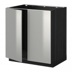 МЕТОД Напольн шкаф д раковины+2 двери - под дерево черный, Гревста нержавеющ сталь МЕТОД Напольн шкаф д раковины+2 двери - под дерево черный, Гревста нержавеющ сталь