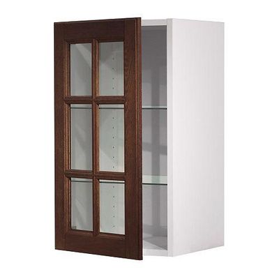 ФАКТУМ Навесной шкаф со стеклянной дверью - Лильестад темно-коричневый, 40x92 см