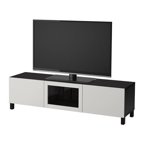 БЕСТО Тумба под ТВ с ящиками и дверцей - черно-коричневый/Лаппвикен светло-серый прозрачное стекло, направляющие ящика, плавно закр БЕСТО Тумба под ТВ с ящиками и дверцей - черно-коричневый/Лаппвикен светло-серый прозрачное стекло, направляющие ящика, плавно закр