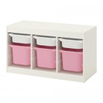 TROFAST комбинация д/хранения+контейнеры белый/розовый 99x44x56 cm