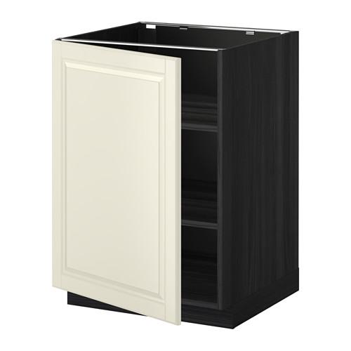 METOD напольный шкаф с полками черный/Будбин белый с оттенком 60x60 см