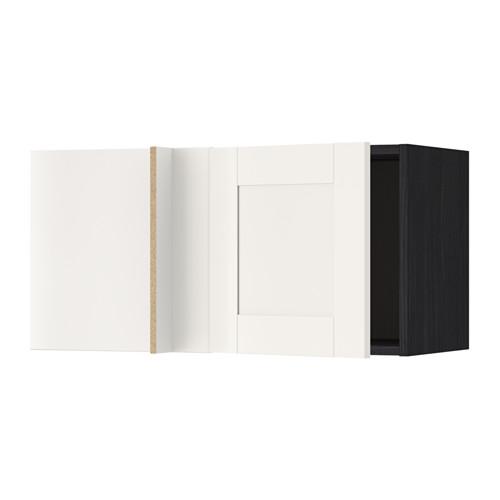 МЕТОД Шкаф навесной угловой - под дерево черный, Сэведаль белый МЕТОД Шкаф навесной угловой - под дерево черный, Сэведаль белый