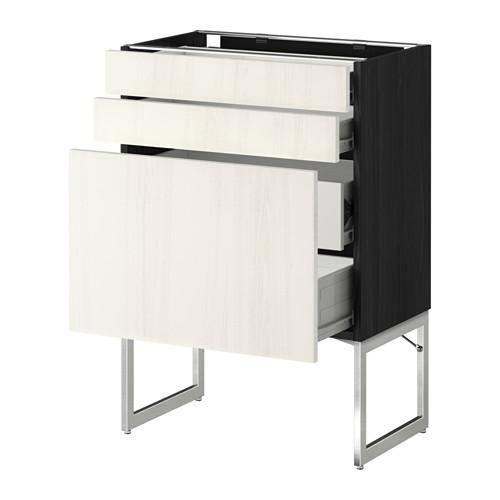 МЕТОД / ФОРВАРА Напольн шкаф 3фронт пнл/2низ/2ср ящ - 60x37x60 см, Росдаль белый ясень, под дерево черный МЕТОД / ФОРВАРА Напольн шкаф 3фронт пнл/2низ/2ср ящ - 60x37x60 см, Росдаль белый ясень, под дерево черный