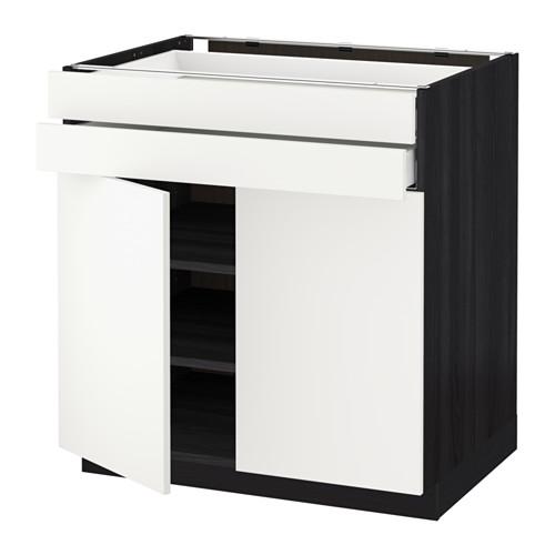 МЕТОД / МАКСИМЕРА Напольный шкаф/2дверцы/2ящика - под дерево черный, Хэггеби белый, 80x60 см МЕТОД / МАКСИМЕРА Напольный шкаф/2дверцы/2ящика - под дерево черный, Хэггеби белый, 80x60 см