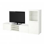 БЕСТО Шкаф для ТВ, комбин/стеклян дверцы - Лаппвикен/Синдвик белый прозрачное стекло, направляющие ящика,нажимные БЕСТО Шкаф для ТВ, комбин/стеклян дверцы - Лаппвикен/Синдвик белый прозрачное стекло, направляющие ящика,нажимные