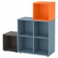 ЭКЕТ Комбинация шкафов с ножками - голубой/темно-серый/оранжевый