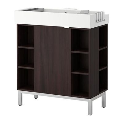 ЛИЛЛОНГЕН Шкаф п/раковину с 1 двр/4 откр полк - черно-коричневый ЛИЛЛОНГЕН Шкаф п/раковину с 1 двр/4 откр полк - черно-коричневый