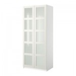 ПАКС Гардероб 2-дверный - Пакс Бергсбу матовое стекло/белый, белый, 100x38x201 см, плавно закрывающиеся петли ПАКС Гардероб 2-дверный - Пакс Бергсбу матовое стекло/белый, белый, 100x38x201 см, плавно закрывающиеся петли