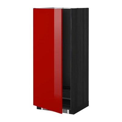 МЕТОД Высок шкаф д холодильн/мороз - 60x60x140 см, Рингульт глянцевый красный, под дерево черный