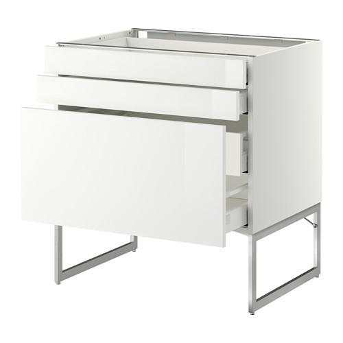 МЕТОД / МАКСИМЕРА Напольн шкаф 3фронт пнл/2низ/2ср ящ - белый, Рингульт глянцевый белый, 80x60x60 см МЕТОД / МАКСИМЕРА Напольн шкаф 3фронт пнл/2низ/2ср ящ - белый, Рингульт глянцевый белый, 80x60x60 см