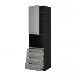 МЕТОД / МАКСИМЕРА Высокий шкаф д/комбинир СВЧ/4 ящика - под дерево черный, Будбин серый, 60x60x220 см