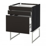 МЕТОД / МАКСИМЕРА Напольн шкаф 3фронт пнл/2низ/2ср ящ - под дерево черный, Кунгсбакка антрацит, 60x60x60 см МЕТОД / МАКСИМЕРА Напольн шкаф 3фронт пнл/2низ/2ср ящ - под дерево черный, Кунгсбакка антрацит, 60x60x60 см