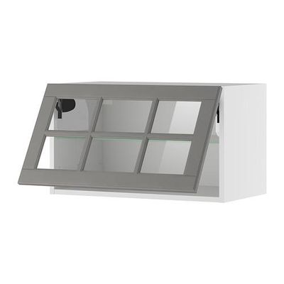 ФАКТУМ Гориз навесн шкаф со стекл дверью - Лидинго серый, 70x40 см