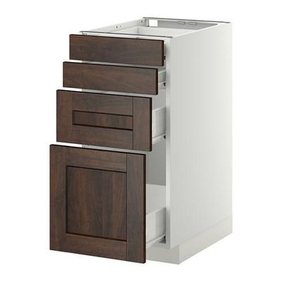 МЕТОД / ФОРВАРА Напольн шкаф 4 фронт панели/4 ящика - 40x60 см, Эдсерум под дерево коричневый, белый МЕТОД / ФОРВАРА Напольн шкаф 4 фронт панели/4 ящика - 40x60 см, Эдсерум под дерево коричневый, белый