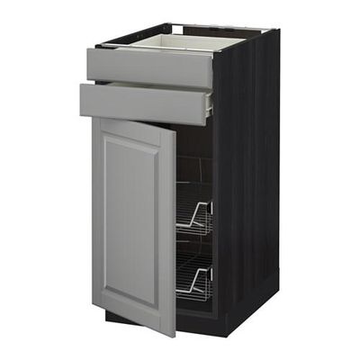 МЕТОД / ФОРВАРА Напольн шкаф/дверца/2ящ/првл крзн - 40x60 см, Будбин серый, под дерево черный