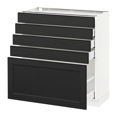 МЕТОД / МАКСИМЕРА Напольный шкаф с 5 ящиками - 80x37 см, Лаксарби черно-коричневый, белый МЕТОД / МАКСИМЕРА Напольный шкаф с 5 ящиками - 80x37 см, Лаксарби черно-коричневый, белый