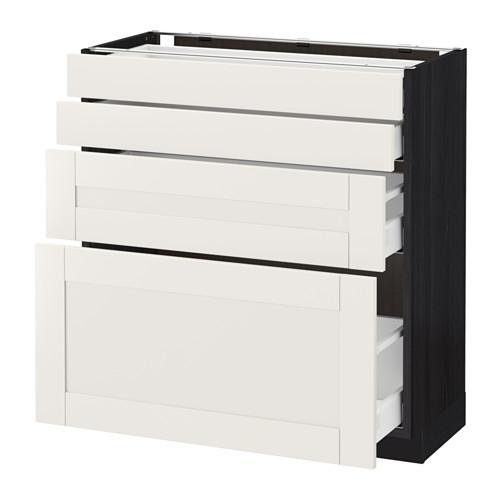 МЕТОД / МАКСИМЕРА Напольн шкаф 4 фронт панели/4 ящика - под дерево черный, Сэведаль белый, 80x37 см МЕТОД / МАКСИМЕРА Напольн шкаф 4 фронт панели/4 ящика - под дерево черный, Сэведаль белый, 80x37 см
