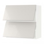 МЕТОД Навесной шкаф/2 дверцы, горизонтал - белый, Рингульт глянцевый светло-серый, 80x80 см