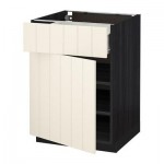 МЕТОД / ФОРВАРА Напольный шкаф с ящиком/дверью - 60x60 см, Хитарп белый с оттенком, под дерево черный МЕТОД / ФОРВАРА Напольный шкаф с ящиком/дверью - 60x60 см, Хитарп белый с оттенком, под дерево черный