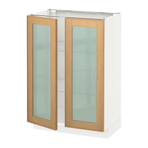 МЕТОД Напольный шкаф с 2 стекл дверцами - белый, 60x37x80 см