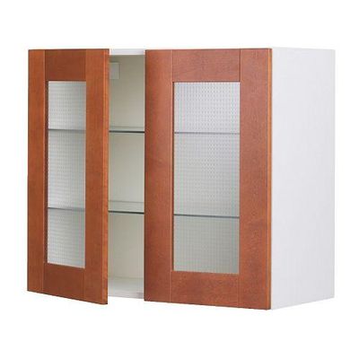 ФАКТУМ Навесной шкаф с 2 стеклянн дверями - Эдель классический коричневый, 60x92 см