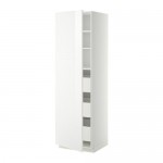 МЕТОД / МАКСИМЕРА Высокий шкаф с ящиками - белый, Рингульт глянцевый белый, 60x60x200 см