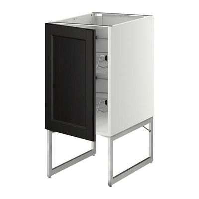 МЕТОД Напольный шкаф с проволочн ящиками - 40x60x60 см, Лаксарби черно-коричневый, белый