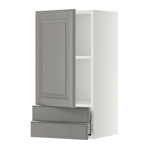 МЕТОД / МАКСИМЕРА Навесной шкаф с дверцей/2 ящика - белый, Будбин серый, 40x80 см