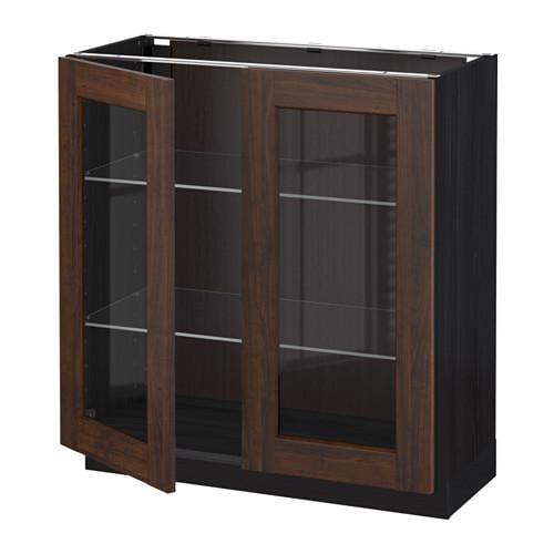 МЕТОД Напольный шкаф с 2 стекл дверцами - под дерево черный, 80x37x80 см МЕТОД Напольный шкаф с 2 стекл дверцами - под дерево черный, 80x37x80 см