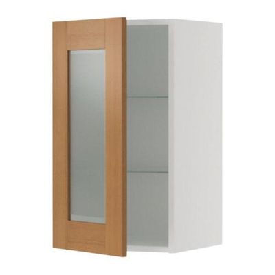 ФАКТУМ Навесной шкаф со стеклянной дверью - Эдель бук, 30x92 см