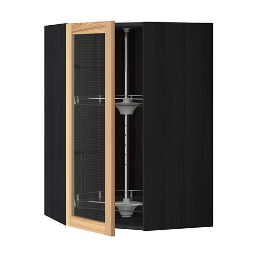 МЕТОД Углов навесн шк с врщ скц/сткл дв - под дерево черный, Торхэмн естественный ясень, 68x100 см МЕТОД Углов навесн шк с врщ скц/сткл дв - под дерево черный, Торхэмн естественный ясень, 68x100 см