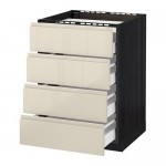 МЕТОД / МАКСИМЕРА Напольн шкаф/4фронт пнл/4ящика - под дерево черный, 60x60 см