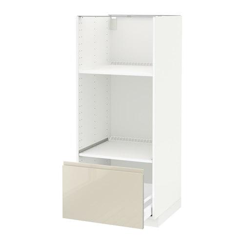 МЕТОД / МАКСИМЕРА Высокий шкаф с ящиком д/духовки/СВЧ - белый, Воксторп глянцевый светло-бежевый МЕТОД / МАКСИМЕРА Высокий шкаф с ящиком д/духовки/СВЧ - белый, Воксторп глянцевый светло-бежевый