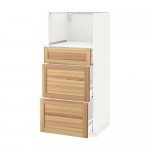 МЕТОД / МАКСИМЕРА Высокий шкаф д/СВЧ с 3 ящиками - белый, Торхэмн естественный ясень МЕТОД / МАКСИМЕРА Высокий шкаф д/СВЧ с 3 ящиками - белый, Торхэмн естественный ясень