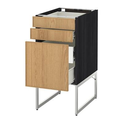 МЕТОД / ФОРВАРА Напольн шкаф 3фронт пнл/2низ/2ср ящ - 40x60x60 см, Экестад дуб, под дерево черный МЕТОД / ФОРВАРА Напольн шкаф 3фронт пнл/2низ/2ср ящ - 40x60x60 см, Экестад дуб, под дерево черный