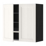 МЕТОД Навесной шкаф с посуд суш/2 дврц - 80x80 см, Лаксарби белый, под дерево черный