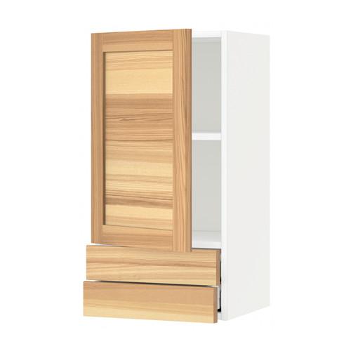 МЕТОД / МАКСИМЕРА Навесной шкаф с дверцей/2 ящика - белый, Торхэмн естественный ясень, 40x80 см