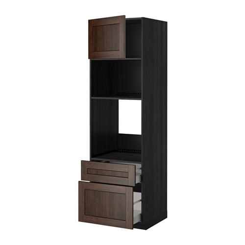 МЕТОД / МАКСИМЕРА Высок шкаф д/духовки/СВЧ/дверца/2ящ - под дерево черный, Эдсерум под дерево коричневый, 60x60x200 см