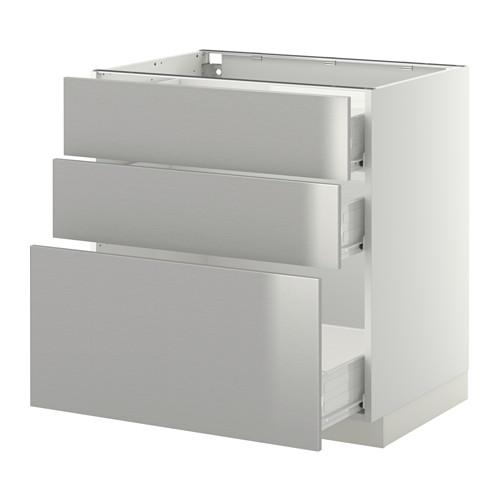МЕТОД / ФОРВАРА Напольный шкаф с 3 ящиками - 80x60 см, Гревста нержавеющ сталь, белый МЕТОД / ФОРВАРА Напольный шкаф с 3 ящиками - 80x60 см, Гревста нержавеющ сталь, белый