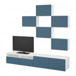 БЕСТО Шкаф для ТВ, комбинация - белый/Вальвикен темно-синий, направляющие ящика,нажимные