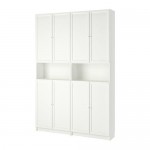 БИЛЛИ / ОКСБЕРГ Стеллаж с верхними полками/дверями - белый