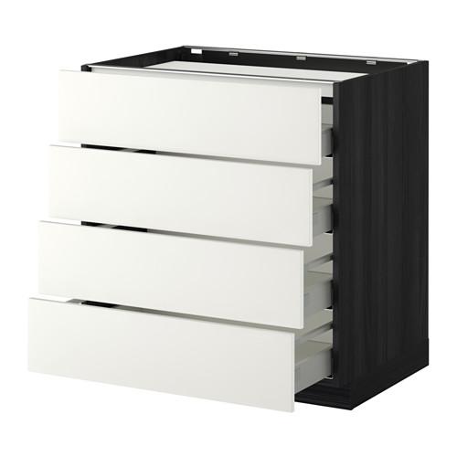МЕТОД / МАКСИМЕРА Напольн шкаф/4фронт пнл/4ящика - под дерево черный, Хэггеби белый, 80x60 см