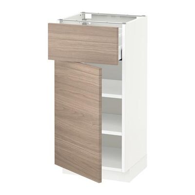 МЕТОД / МАКСИМЕРА Напольный шкаф с ящиком/дверью - 40x37 см, Брокхульт под грецкий орех светло-серый, белый МЕТОД / МАКСИМЕРА Напольный шкаф с ящиком/дверью - 40x37 см, Брокхульт под грецкий орех светло-серый, белый