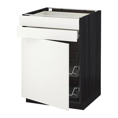 МЕТОД / ФОРВАРА Напольн шкаф/дверца/2ящ/првл крзн - 60x60 см, Хэггеби белый, под дерево черный