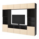 БЕСТО Шкаф для ТВ, комбин/стеклян дверцы - черно-коричневый/Инвикен ясеневый шпон, направляющие ящика,нажимные БЕСТО Шкаф для ТВ, комбин/стеклян дверцы - черно-коричневый/Инвикен ясеневый шпон, направляющие ящика,нажимные